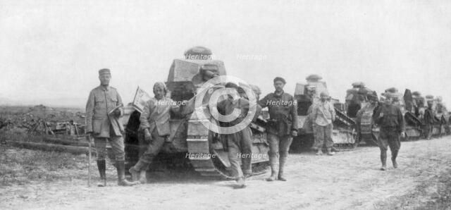 A group of light tanks, Soissons, France, 1918. Artist: Unknown