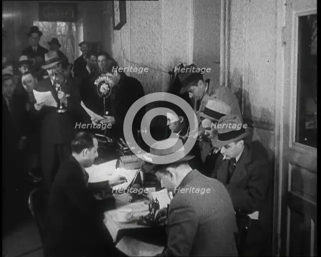 A Group of Male American Civilians in a Press Room, 1930s. Creator: British Pathe Ltd.