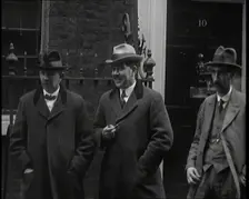 A Group of Male Union Leaders Standing in Front of 10 Downing Street, 1926. Creator: British Pathe Ltd
