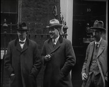 A Group of Male Union Leaders Standing in Front of 10 Downing Street, 1926. Creator: British Pathe Ltd