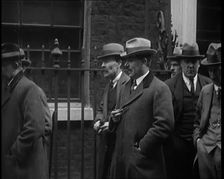 A Group of Male Union Leaders Standing in Front of 10 Downing Street, 1926. Creator: British Pathe Ltd