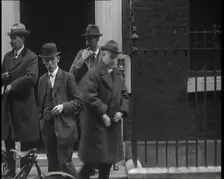 A Group of Male Union Leaders Standing in Front of 10 Downing Street, 1926. Creator: British Pathe Ltd