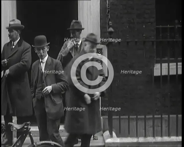 A Group of Male Union Leaders Standing in Front of 10 Downing Street, 1926. Creator: British Pathe Ltd.
