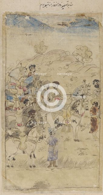 A group of men and horses, early 19th century. Creator: Unknown.