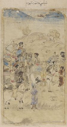 A group of men and horses, early 19th century. Creator: Unknown