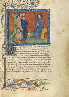 A Group of Men Standing before Caesar and the Severed Head of Pompeius, about 1430. Creator: Unknown
