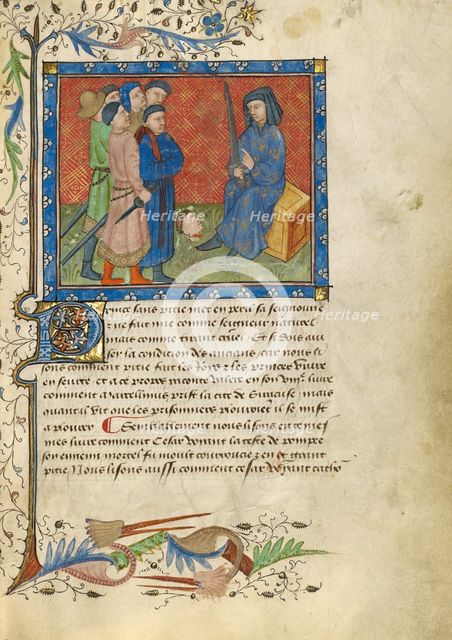 A Group of Men Standing before Caesar and the Severed Head of Pompeius, about 1430. Creator: Unknown.