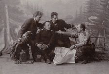 A group of men with the newspaper "Irkutsk Vedomosti", 1905. Creator: Unknown