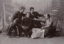 A group of men with the newspaper "Irkutsk Vedomosti", 1905. Creator: Unknown