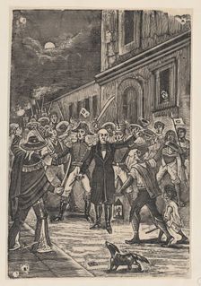 A group of men with weapons issuing a cry for independence, ca. 1880-1910., ca. 1880-1910. Creator: José Guadalupe Posada