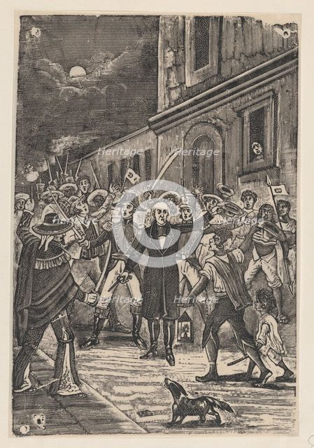A group of men with weapons issuing a cry for independence, ca. 1880-1910., ca. 1880-1910. Creator: José Guadalupe Posada.