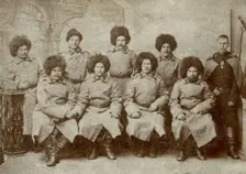 A group of military Cossacks, 1880. Creator: Unknown