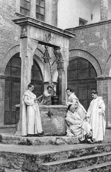 A group of monks at the monastery of Monte Oliveto Maggiore, Italy, 1922