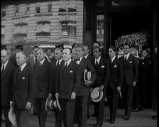 A Group of Mourners Including the Actor Douglas Fairbanks Attending the Funeral of Rudolph..., 1926. Creator: British Pathe Ltd