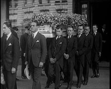 A Group of Mourners Including the Actor Douglas Fairbanks Attending the Funeral of Rudolph..., 1926. Creator: British Pathe Ltd