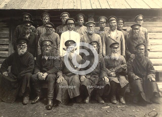 A group of old-timer Cossacks, 1909. Creator: Nikolai Georgievich Katanaev.