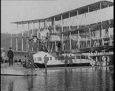 A Group of Passengers Boarding the Caproni Flying Boat, 1920s. Creator: British Pathe Ltd
