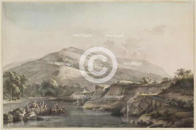 A Group of Peasants Crossing a Ford with a Horse-Drawn Cart, 1793. Creator: Jean-Jacques de Boissieu.