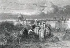 "A Group of Pilgrims in Sight of St. Peter's, Rome"..., 1850. Creator: Unknown