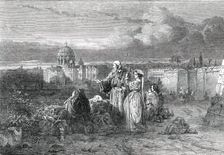 "A Group of Pilgrims in Sight of St. Peter's, Rome"..., 1850. Creator: Unknown
