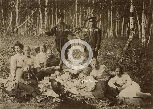 A group of pupils and teachers of the Krasnoyarsk Women's Gymnasium on a summer walk...1890. Creator: Unknown.