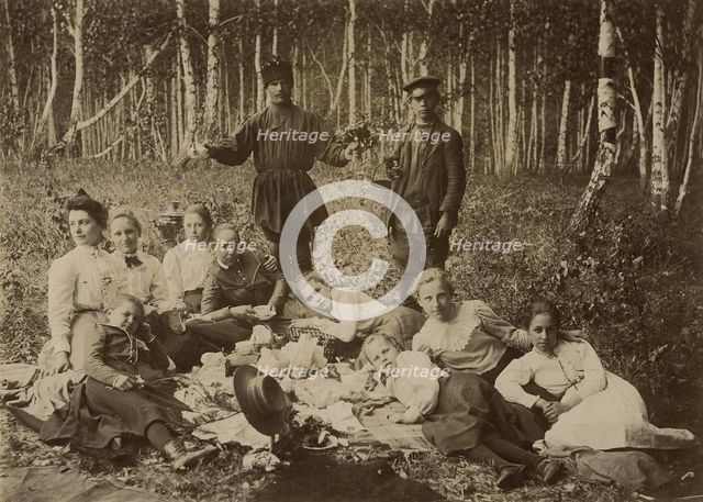 A group of pupils and teachers of the Krasnoyarsk Women's Gymnasium on a summer walk...1890. Creator: Unknown.