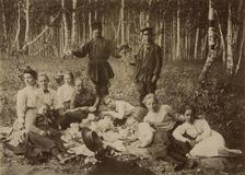 A group of pupils and teachers of the Krasnoyarsk Women's Gymnasium on a summer walk...1890. Creator: Unknown