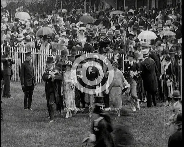 A Group of Race Goers Standing in Line at Ascot Race Track, 1924. Creator: British Pathe Ltd.
