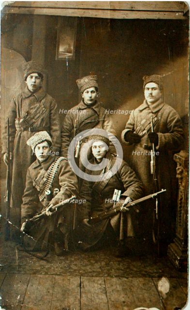 A group of Red Army soldiers before leaving for the front, Petrograd, Russia, 1918. Artist: Anon