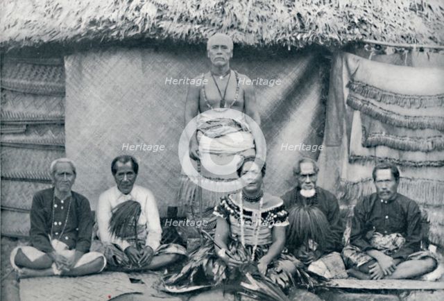 A group of Samoans, including the well-known rebel Mata'afa Iosefo (the standing figure), 1902. Artist: Thomas Andrew.