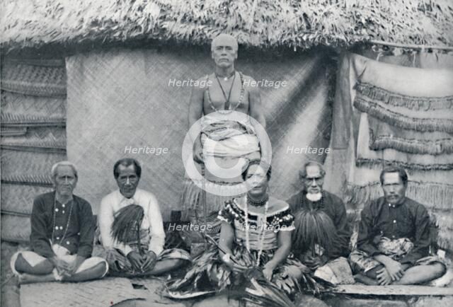 A group of Samoans, including the well-known rebel Mata'afa Iosefo (the standing figure), 1902. Artist: Thomas Andrew.