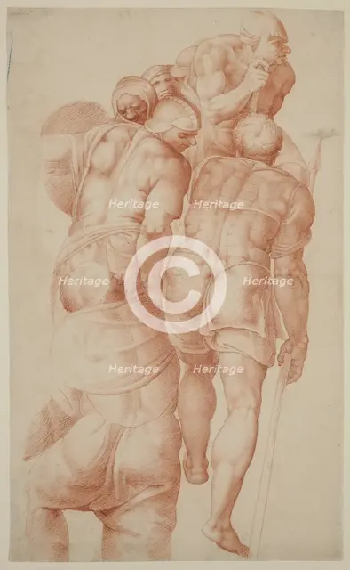 A Group of Soldiers from the Crucifixion of Saint Peter, after 1550. Creator: Unknown Italian; After Michelangelo Italian, 1475-1564.