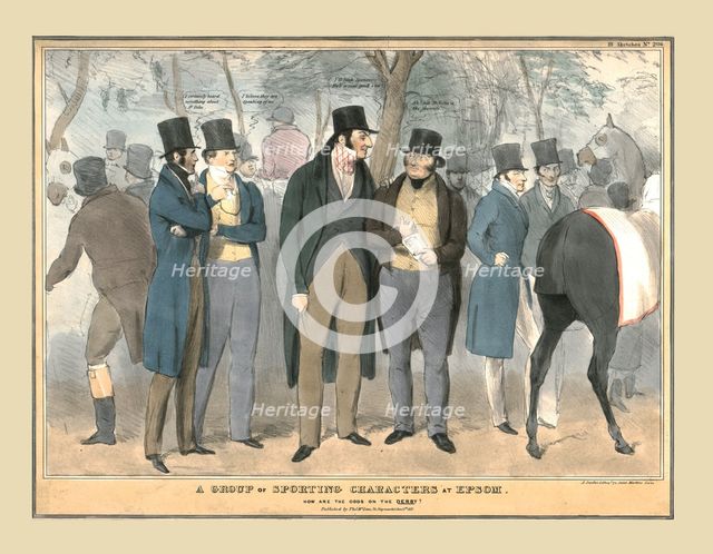 'A Group of Sporting Characters at Epsom', c1832.  Creator: Unknown.