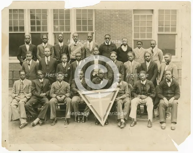 A group portrait of young men from the High School YMCA Group in Tulsa, Oklahoma, ca. 1930. Creator: Unknown.