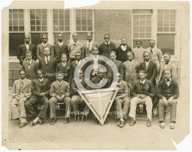 A group portrait of young men from the High School YMCA Group in Tulsa, Oklahoma, ca. 1930. Creator: Unknown.