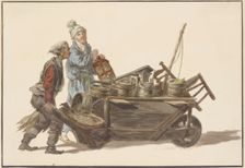 A grocer with his servant and wheelbarrow, before 1817. Creator: C. H. Meyer