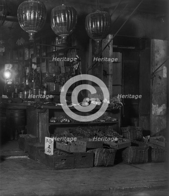A grocery shop, Chinatown, San Francisco, between 1896 and 1906. Creator: Arnold Genthe.
