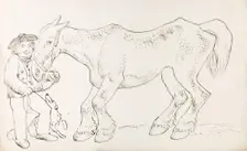 A Groom With His Dog and Horse, 1825-1839. Creator: James Howe