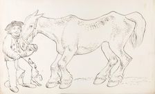 A Groom With His Dog and Horse, 1825-1839. Creator: James Howe