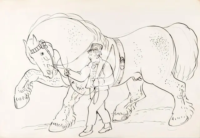 A Groom With His Horse, 1825-1839. Creator: James Howe.
