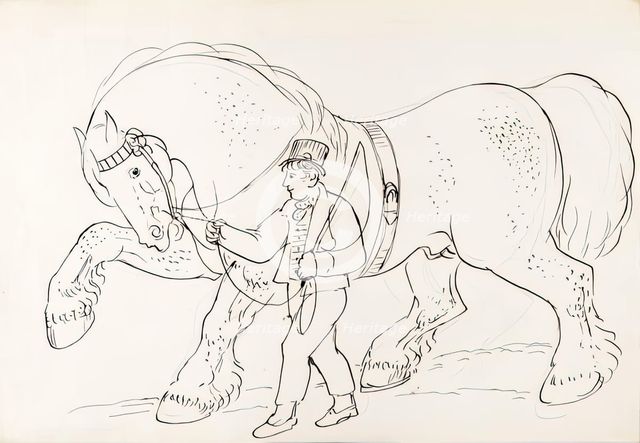A Groom With His Horse, 1825-1839. Creator: James Howe.