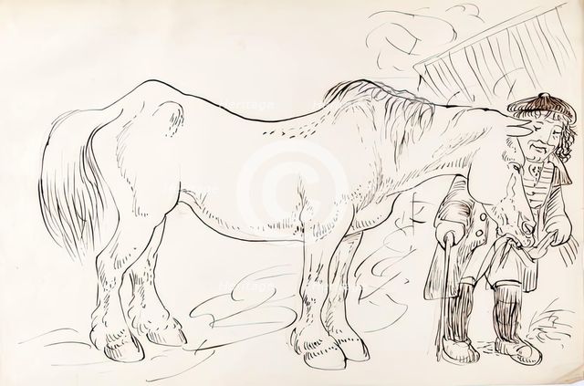 A Groom Feeding His Horse, 1825-1839. Creator: James Howe.