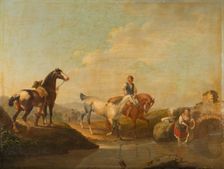 A Groom Leading two Horses to the Water, 1780-1789. Creator: Johann Georg Pforr