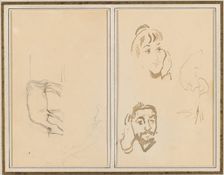 A Grazing Cow; Head of a Woman with Her Hand on Her Cheek, and Head..., [verso], 1884-1888. Creator: Paul Gauguin
