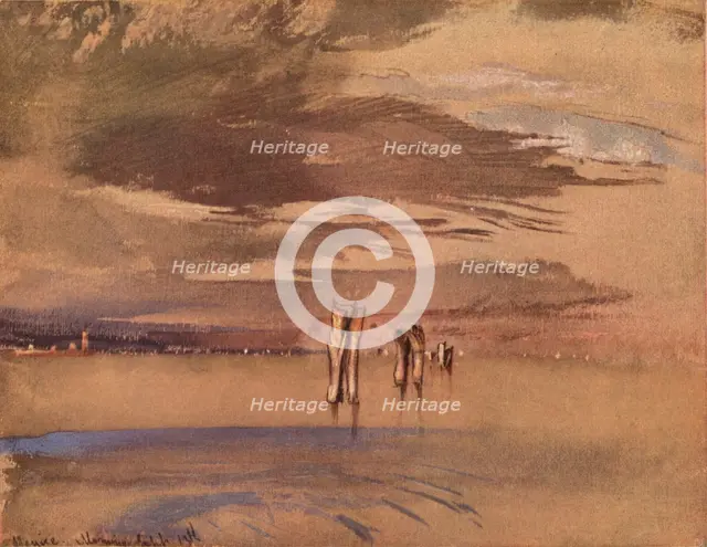 'A Grey Morning Near Venice', 19th century. Artist: John Ruskin.