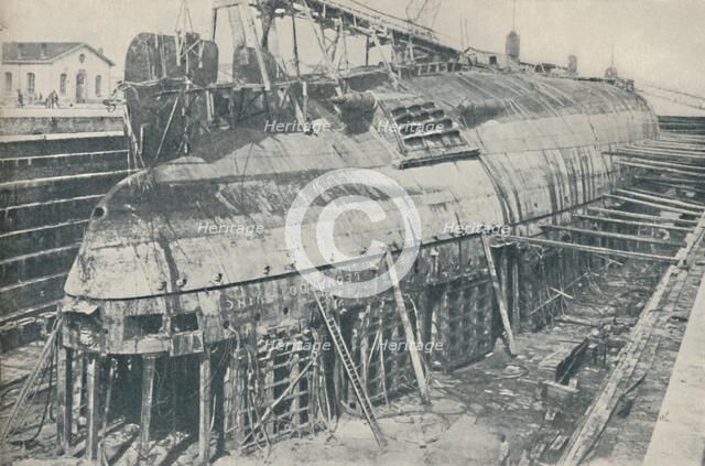 'A Great Feat Partly Accomplished. The Leonardo da Vinci resting in dry dock', 1936. Artist: Unknown.