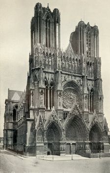 A Great Gothic Building: The Cathedral at Rheims, Built in the 13th and 14th Centuries c1930. Creator: Neurdein
