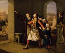 A Greek warrior says goodbye, 1847. Creator: Leopold Loffler