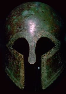 A Greek bronze helmet