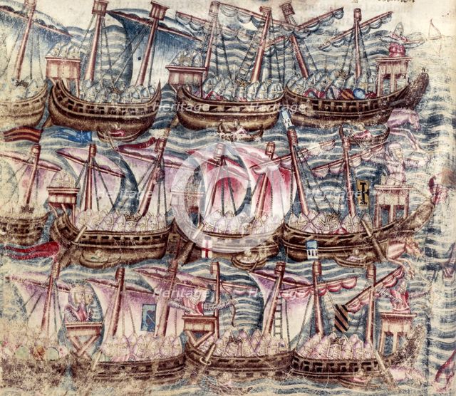 A Greek fleet, 15th Century. Creator: Unknown.